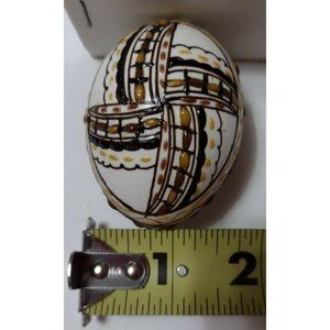 Vintage Romanian Pysanky Hand Painted Real Easter Egg Gold Black Red